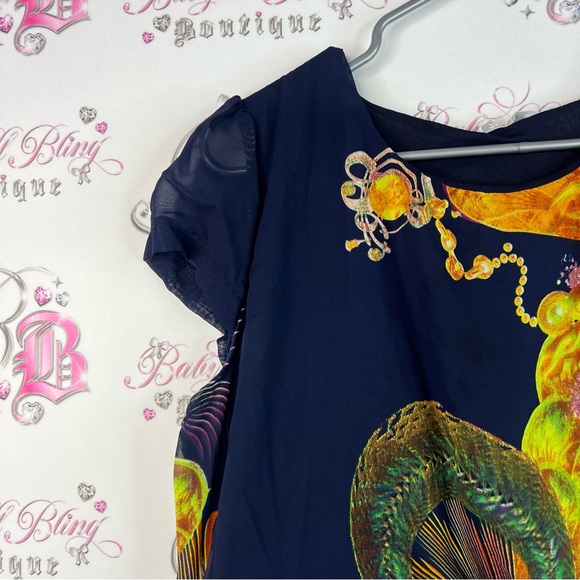 Mulberry dress peacock style boho feathers unique Navy Blue Garment - Picture 5 of 9